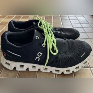 On Cloud Women's Black Athletic Shoes with Lime Accents